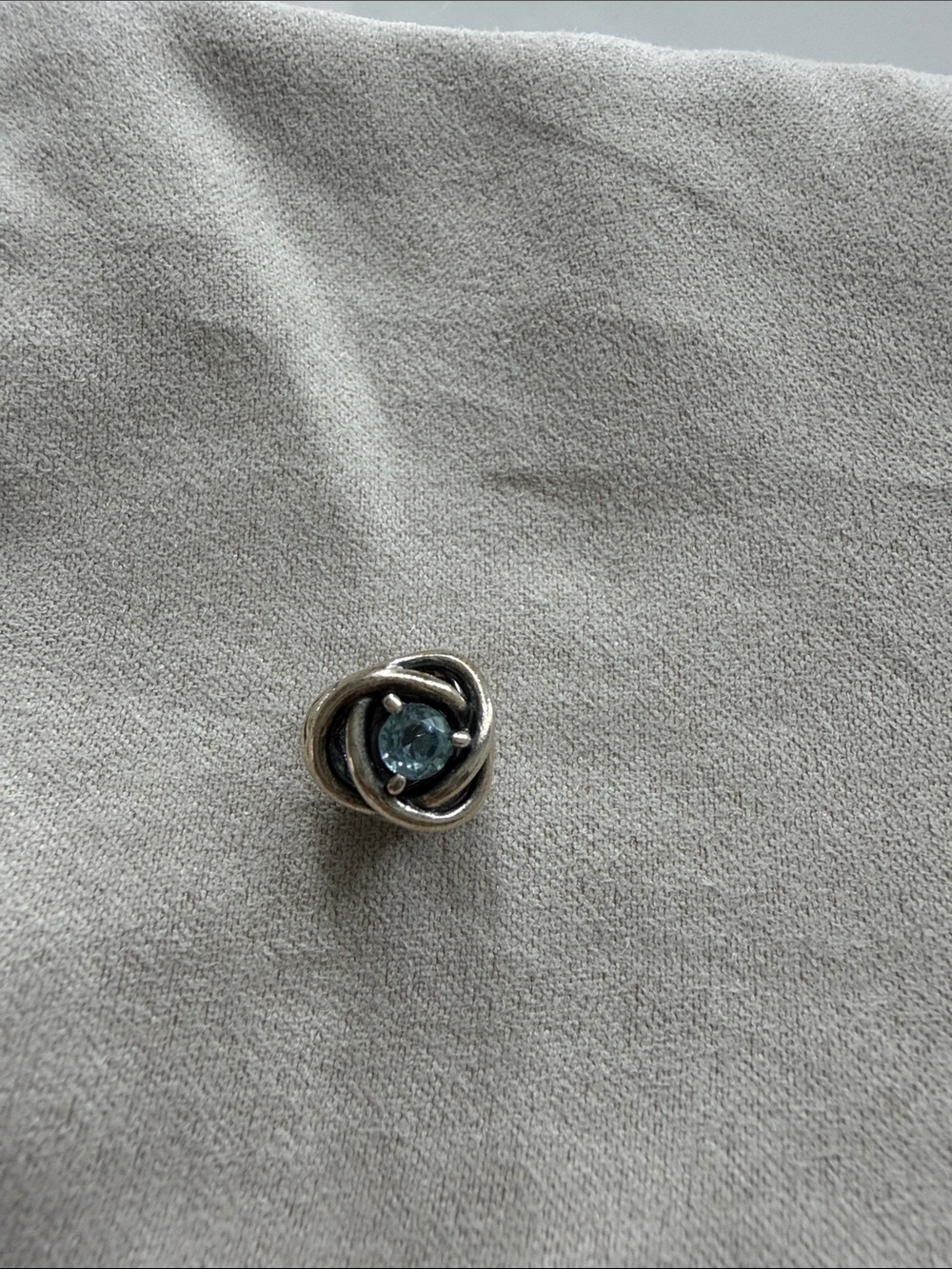 Pandora Silver Bracelet Charm with Blue Crystal Knot